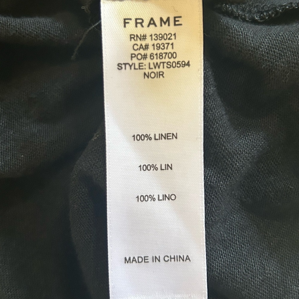 NWT Frame Linen black long sleeve shirt, ruched center. Womens size medium. - Picture 6 of 7